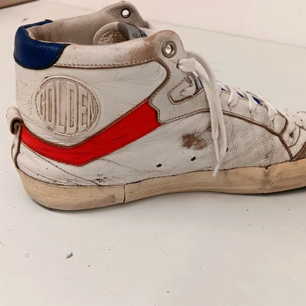 Golden Goose Men's 2.12 Tricolor Distressed Leather Hi-Top Sneakers - EU43/US10 - Picture 8 of 16
